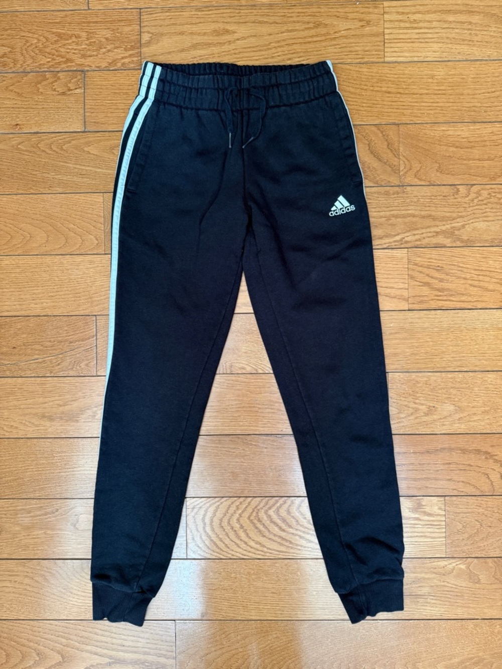 Adidas Black Joggers with White Triple Stripes